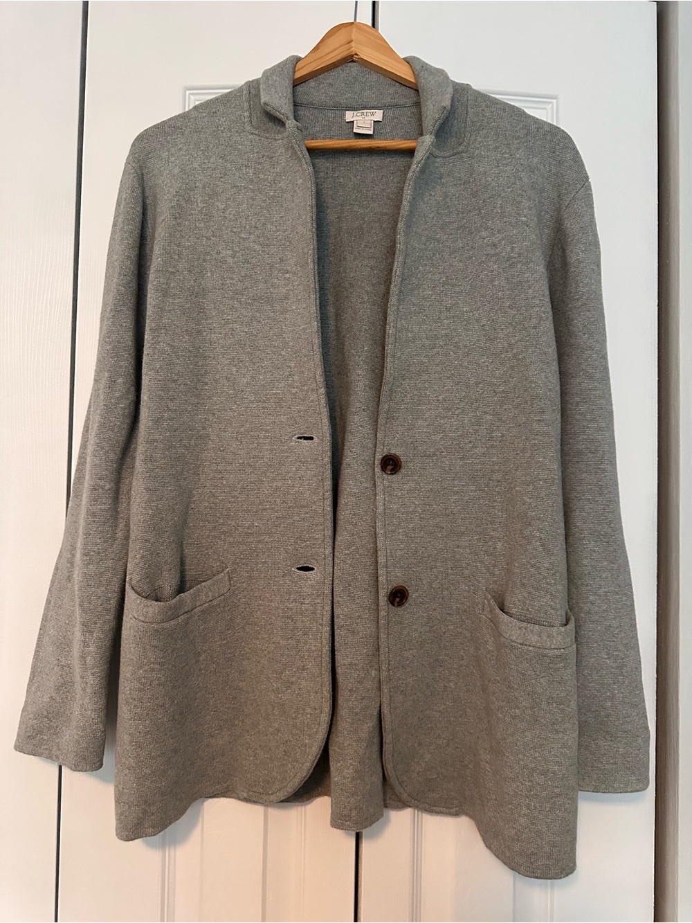 Women's Gray Button-Front Schoolboy Sweater Blazer
